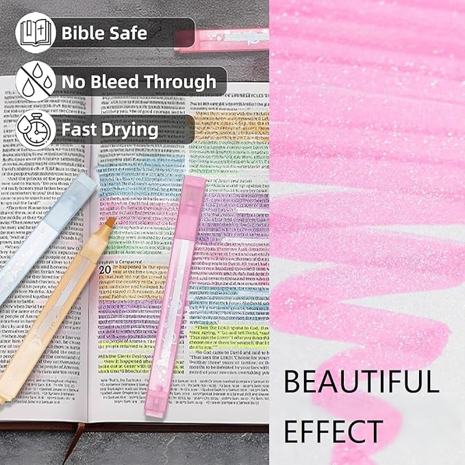 EooUooIP Aesthetic Highlighters, Dual Tip (Chisel & Dot) Cute Highlighter Assorted Colors, Pastel Bible Highlighters, Aesthetic Pink Highlighter Markers for Journal Planner, School Office Art Supplies