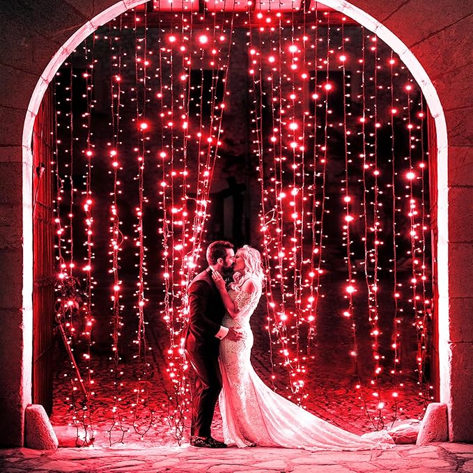 2 Pack Christmas Lights Outdoor, Total 200FT 600LED Christmas String Lights with 8 Modes Waterproof, Green Wire Twinkle Tree Lights for Indoor Room Patio Yard Xmas Party Decorations, Red