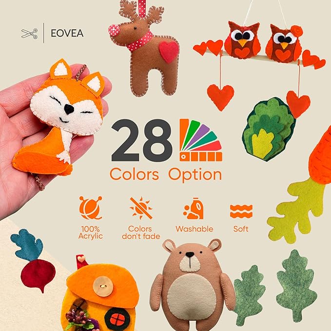 EOVEA | Acrylic Felt Fabric by The Yard - Non-Stiff, Soft Material - 72" Wide - 1.6mm Thick Felt Sheets for DIY Crafts, Sewing, Upholstery, Cushion, Padding(Ivory, 5 Yard)