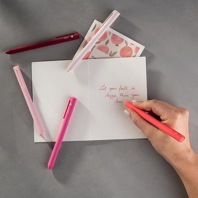 DIVERSEBEE Gel Ink Pens Assorted Colors, 0.5 mm Fine Point, Bible Pens No Bleed Through with Cute Fine Tip, Bible Study Journaling Supplies Set, 5 Pack (Pink)