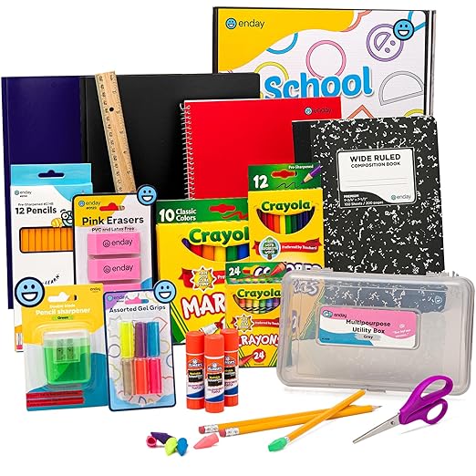 Enday Back to School Supplies Kit - Grades K-5, 83 Piece Back to School Supplies Kit, Kindergarten School Supplies Kids for Girls & Boys