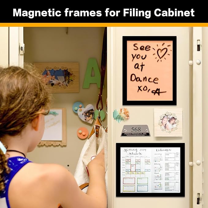 5Pack Magnetic Frames for Refrigerator - 8.5 x 11 Magnetic Sign Holder, Magnetic Paper Holder Document Holder for Fridge, Metal, Whiteboard Surface - Magnetic Picture Frame Poster Frame