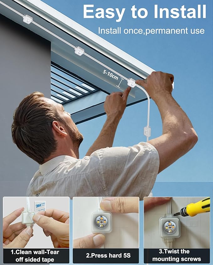 100ft Permanent Outdoor Smart Lights Pro with 60 RGBCW+IC LEDs & WiFi/Alexa Control, IP68 Waterproof Christmas Lights Outdoor Year-Round Lighting 108 Scene Modes for Daily, Halloween Décor