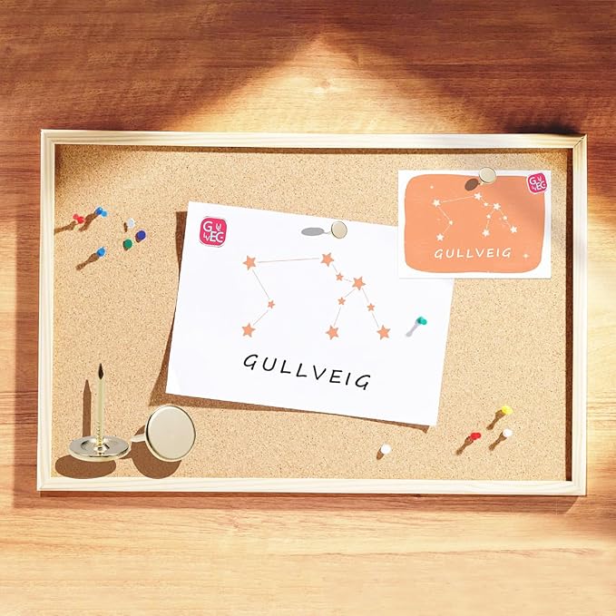 Gullveig Golden Push Pins and Thumb Tacks: Heavy Duty Flat Upholstery, Long Carpet Tacks, and Decorative Nails for Wood and Fabric, 50 Count