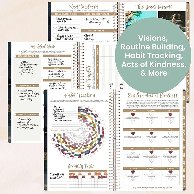 bloom daily planners 2026 Planner (January - December) Calendar Year Organizer - 5.5” x 8.25” - Weekly & Monthly Agenda Book with Stickers & Bookmark - Celestial Skies