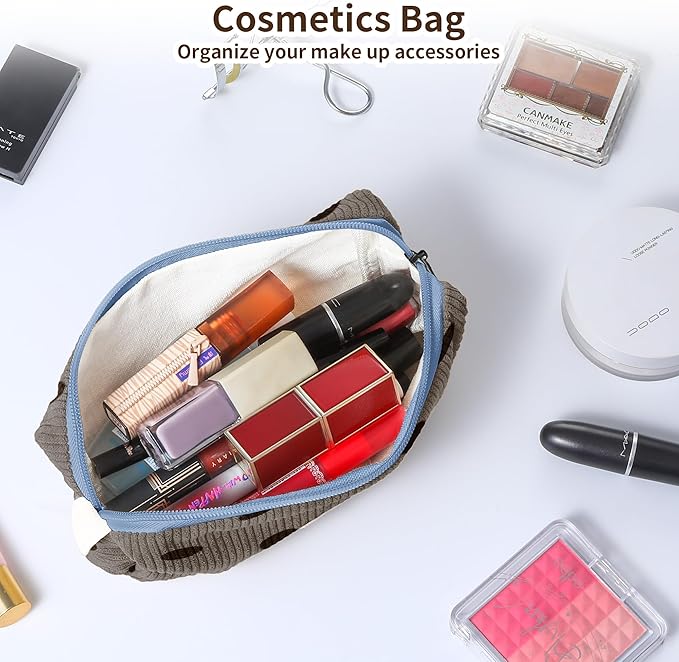 Pencil Bag Pen Case, Soft Corduroy Small Pencil Pouch Organizer with Zipper, Cute Pencil Case Pouch Stationery for Girls and Boys – Dot Grey