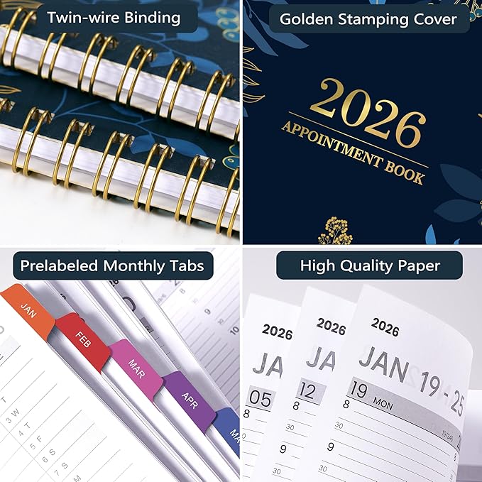 2026 Appointment Book - Weekly Appointment Book 2026, Jan 2026 - Dec 2026, 2026 Planner, 8" x 10", Planner 2026 with Tab, Half Hour (30 Mins) Interval