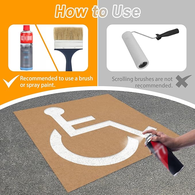 Handicap Parking Stencil Kit, Reusable Cardboard Parking Lot Stencils for Painting, Easy to Use Handicap Symbol