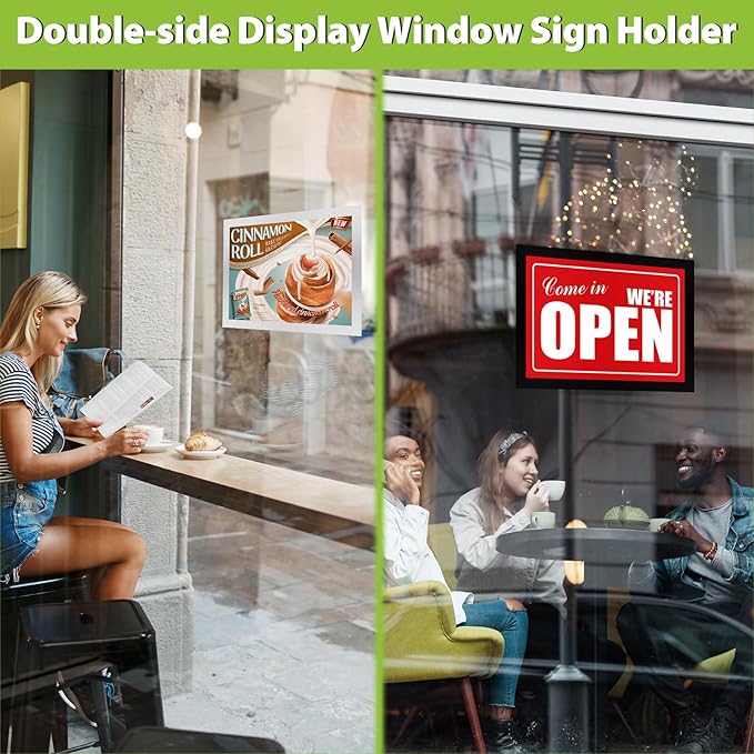 10 Pack 8.5"x11" Magnetic Sign Holder, Double Sided Display, Reusable Adhesive Frames for Walls, Fridge Door, Whiteboard, Window Sign Holder, Magnetic Picture Frame