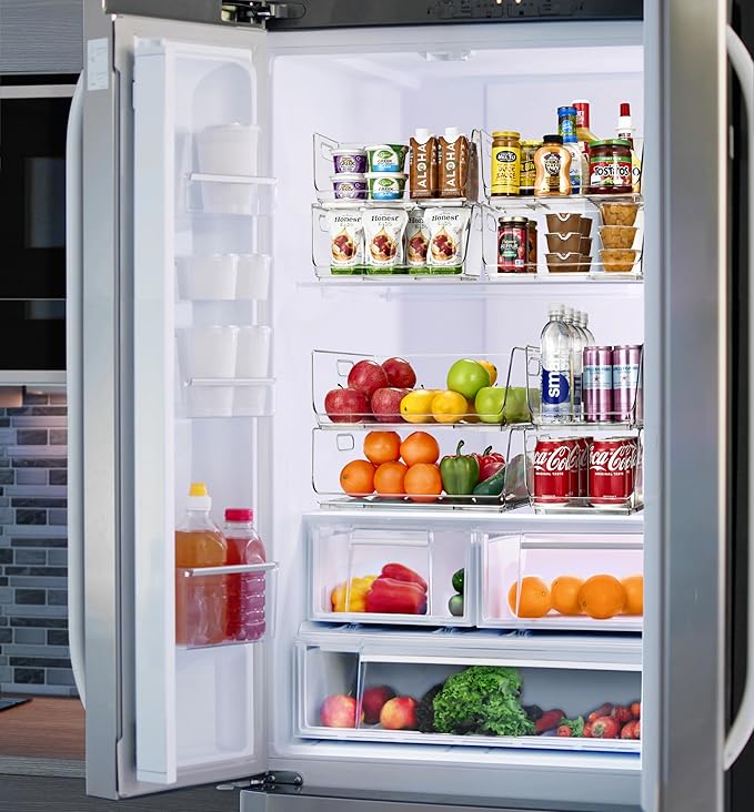 Sorbus Stackable Storage Bins - Clear Open Front Pantry Organizer for Kitchen Organization - Acrylic Bins (Large 2 Pack)