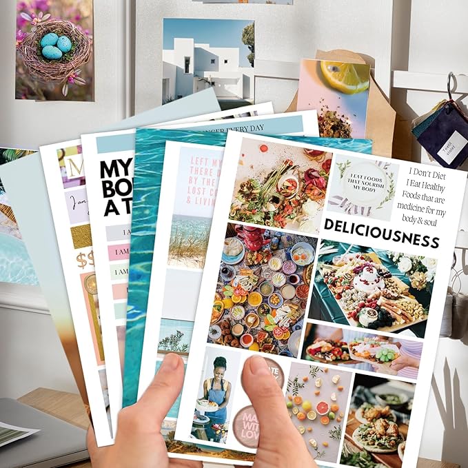 EggSun Vision Board Supplies with 1200+ Images & Quotes Collage Magazine Book, Wall Clip Art Scrapbook Journal Kit for Vision Board Making Beginners Women Men Teen Girls Coquette Room Decors (Pink)