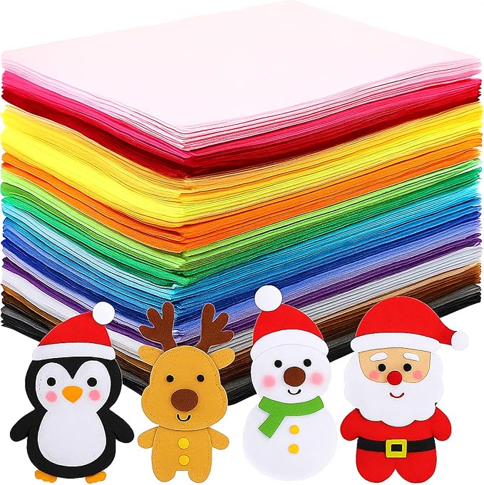 Reginary 120 Pcs 16 x 18 Inch Felt Sheets for Craft 40 Assorted Color Felt Squares Stiff Paper for Back to School Fall Thanksgiving Halloween Xmas DIY Craft Sewing Patchwork (Classic)