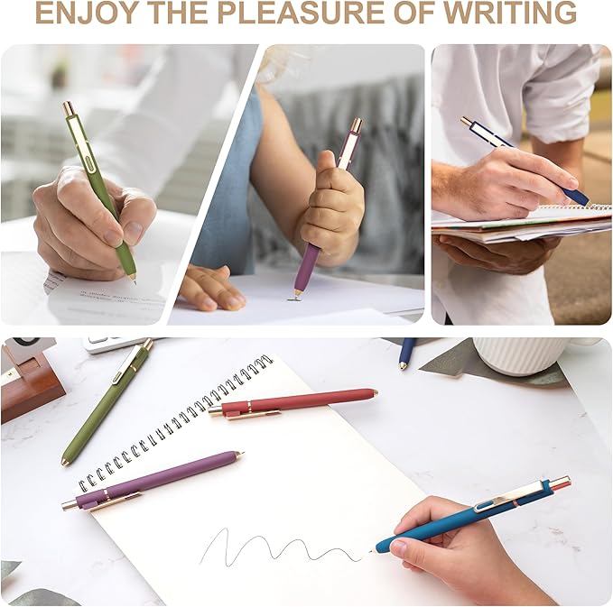 Linbsunne Gel Pens Black Ink Pens for Office 0.5mm Fine Point Pen Smooth Writing Retractable (Vintage-10 pcs)