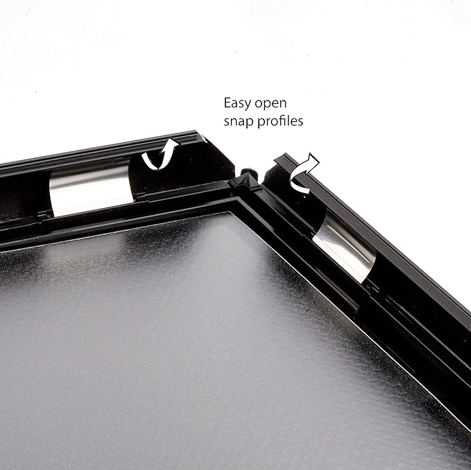 M&T Displays Opti Snap Poster Frame 8.5x11 Inch Black 1" Aluminum Profile Front Loading Wall Mounting Photo Picture Document Certificate Sign Holder Mitered Corner Anti Glare Cover (10 pack)