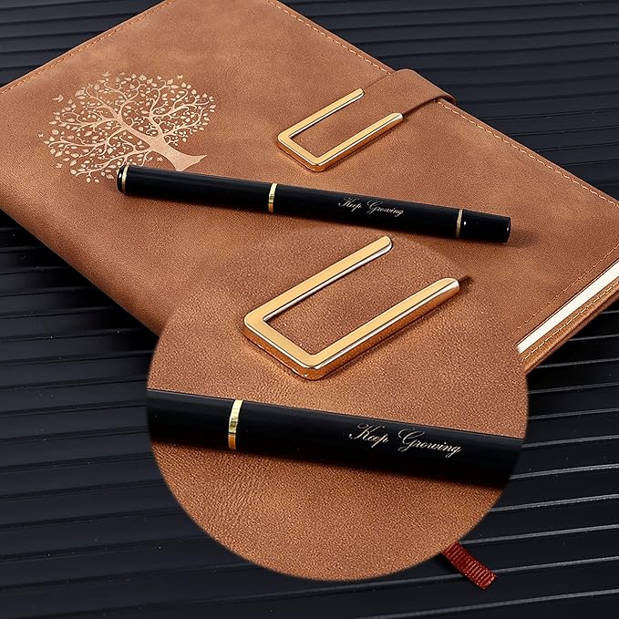 Fanery Sue Tree of Life Refillable Writing Journal for Women&Men Faux Leather Hardcover Notebook A5 College Ruled 200 Lined Pages Lay-Flat Personal Diary with Pen&Magnetic Buckle (Tree of Life-Brown)