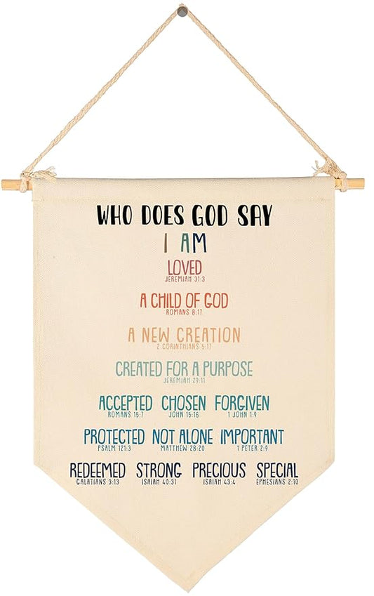 Biblical Affirmations Gift for Kids-Christian Classroom Decor-Sunday Bible School Learning Sign-Flag Decor -Banner Wall Sign Gifts For Homeschooling Church Classroom-Bible Verse Art