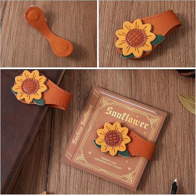 4PCS Vintage Magnetic Leather Bookmark, Leather Magnetic Bookmarks for Women, Magnetic PU Bookmarks Clip Book Accessories
