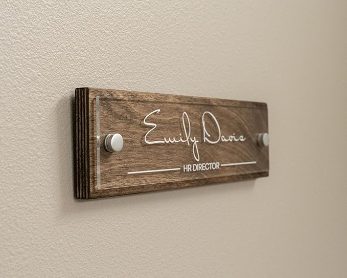 Name Plate For Wall or Door - Name Sign For Office (Espresso Wood)