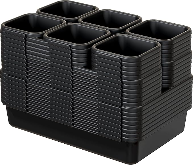Simple Houseware Interlocking Desk Drawer Bins Organizer, 42 Packs, Black