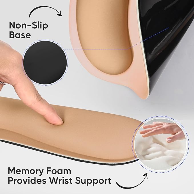 RICHEN 3 PCS Computer Mouse Pads for Desk with Coaster Set, Non-Slip Keyboard Wrist Rest and Mouse Pad Set, Ergonomic Design (Gradient Brown)