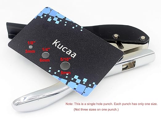 Metal Silver Hand-held 5/16 inch 8mm Round Heavy Duty Single Circle Hole Punch for ID Cards PVC Cards Badge Photos