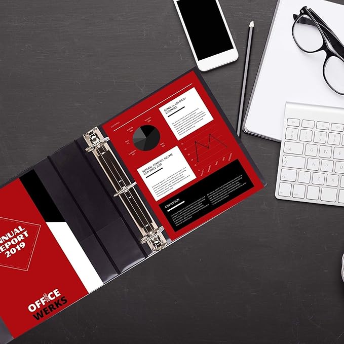 6 Inch 3 Ring Binder with Locking Angle D Rings, Professional Heavy Duty Large Storage Binder with Pockets, Fits 8.5 x 11 Inch Sheets, Non-Stick Clear View Cover, Customizable, Black