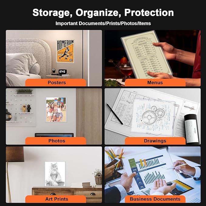 Ndsox 25 Pack 8" x 10" Rigid Print Protectors Clear Hard Plastic Sheet Protectors Top Loading for Photographs, Photo Papers, Posters, Prints, Birth Certificates, Heavy Duty No-Hole Rigid Photo Sleeves