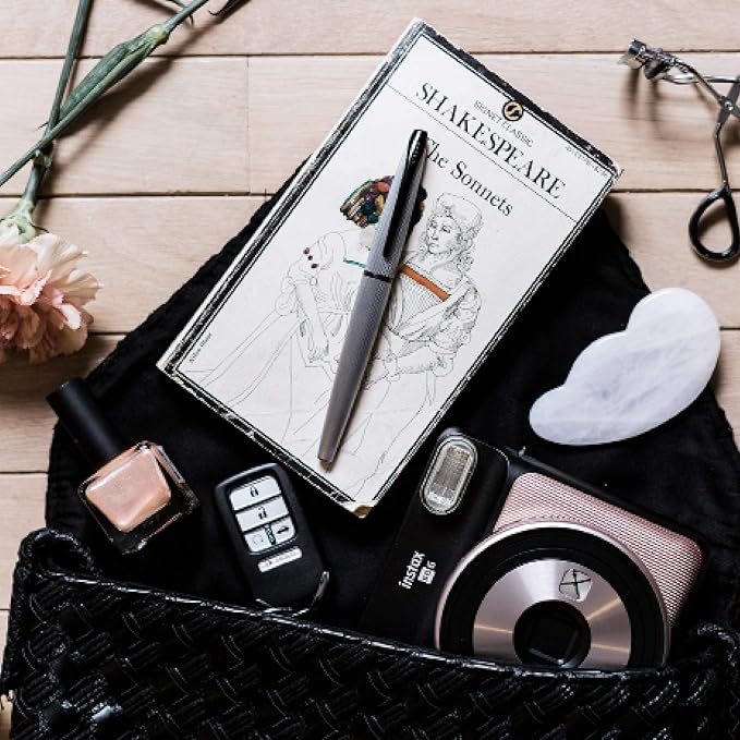 Cross ATX Refillable Fountain Presented in a Luxury Gift Box - Medium Point, Black Ink, Sandblasted Titanium Gray