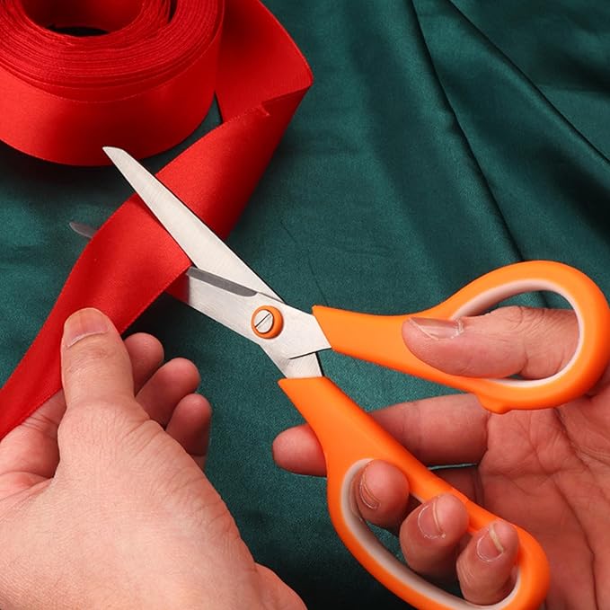 24 Black Scissors Bulk, Rkqoa 8" All Purpose Scissors Pack - Thick Sharp Shears for Office School Sewing Craft Supplies, Classroom Must have, Teacher/Class Scissor, Right/Left Handles