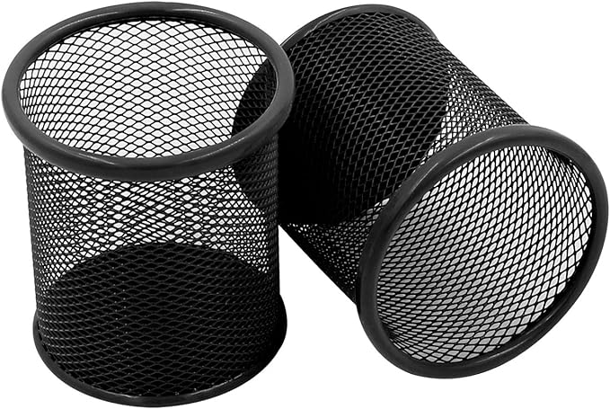 EasyPAG Metal Mesh Pen Holder for Desk Office Black 2 Pack Pencil Holder, Pen Holder Cup, Pencil Cup Holder, Pen Organizer