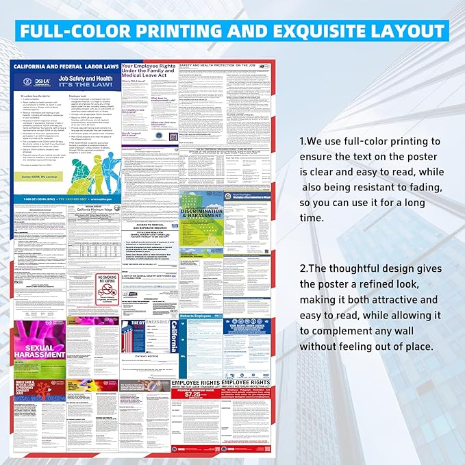 2026 Florida State and Federal Labor Laws Poster - English & Spanish Combo - OSHA Workplace Compliant - UV Waterproof Laminated 24" x 36" - Mandatory Regulations Posting for Employees
