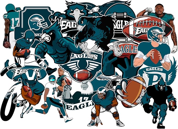 24 PCS Philadelphia Stickers Decal for Eagles Stickers Pack Football Stickers for Water Bottle, Laptop, Bicycle, Computer, Motorcycle, Travel Case, Car Decal Decoration Sticker Graffiti Decals