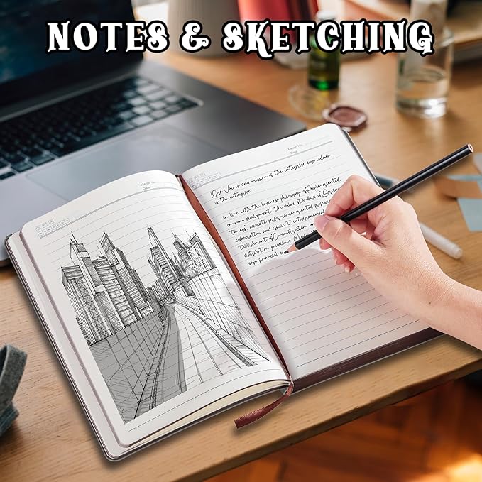 2025 Leather Vintage Journal Notebook,300 Pages,Leather Softcover Lined Journal Notebooks for Women Men,Notebook Journals for Writing Travel,Business,Office,7.1'' X 9.8''