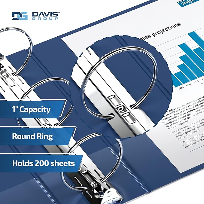Premium Economy 6-Pack 3-Ring Binders for School or Office, Round-Ring Binders, 1 Inch, Royal Blue