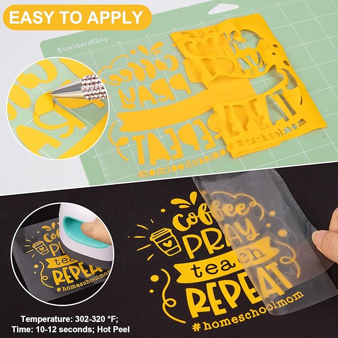 VINYL FROG Heat Transfer Vinyl Roll HTV Vinyl - 12" x12ft Yellow Iron on Vinyl for T-Shirts, Heat Press Vinyl for DIY Craft Designs (Yellow)