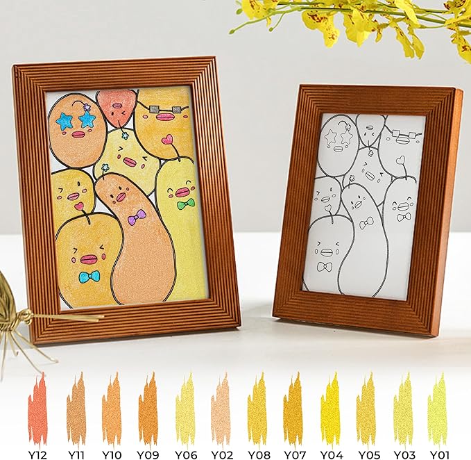 Retractable Glitter Gel Pens, 12 Colors Large Capacity Yellow Glitter Metallic Gel Ink Pens, 1 mm Fine Point Smooth Writing Color Pens for Adult Coloring Book Note Taking Aesthetic Art Supplies