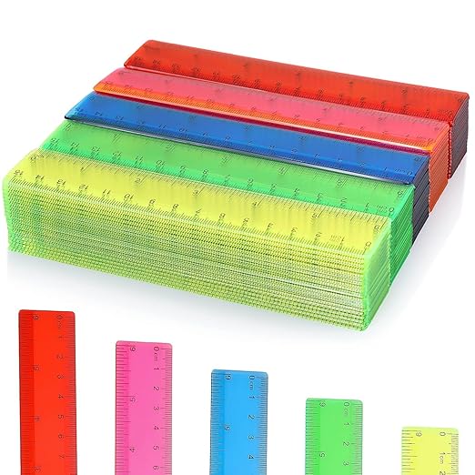 Zonon 200 Pcs Rulers Bulk Plastic Flexible Straight Rulers with Inches and Centimeters for First Day of School Gift for Students Back to School Office Supplies (Transparent Bright Color,6 Inch)