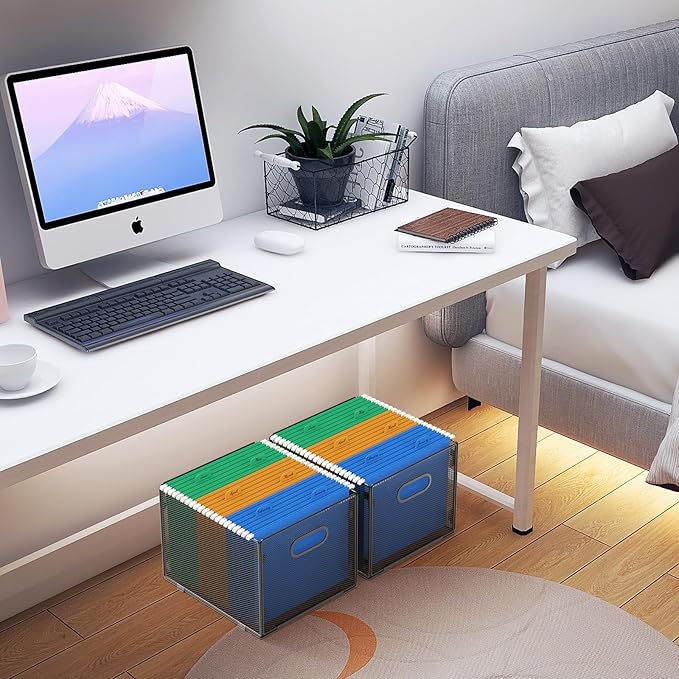 Samstar 2 Pack Hanging File Organizer, Mesh File Folder Box Filing Box File Cabinet Organizer Storage Boxes, Letter Size