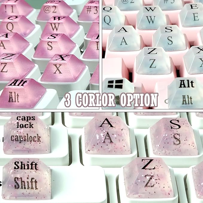 80 Pcs Self-Adhesive PC Keyboard Keys for Long Nails Typing and Gaming, Anti-Damage Symbolic and Alphanumeric Keys for Nail-Art (Purple Pink)
