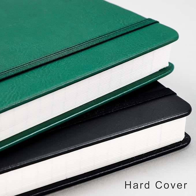 EMSHOI Dotted Journal, 8.5" x 11" Hardcover Leather Journal for Women Men, 192 Pages 100 GSM Dot Grid Notebook, Dotted Notebook for Work, A4 Large Journals for Writing, Bullet Journaling, Dark Green