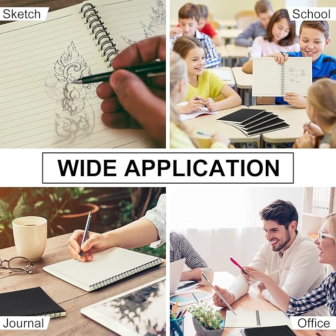 Yahenda 54 Pcs Spiral Notebook Bulk A5 Journal Lined 8.3'' x 5.5'' Writing Composition Paper Small Notepad Subject Notebook for Students Office Business Back to School Supplies (Black)