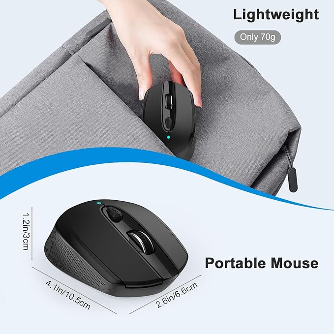 RaceGT USB C Wireless Mouse, Type C Silent Mouse for MacBook Air/Pro, 2.4G Cordless Computer Mice with 6 Buttons and 3 Adjustable DPI for Mac, Laptop, Desktop, PC