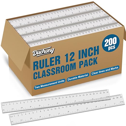 Rulers, 200 Pack 12 Inch Clear Rulers Bulk for Kids Classroom, Metric Ruler with Centimeters and Millimeters, Measuring Drawing Tools, Ideal Back to School Supplies