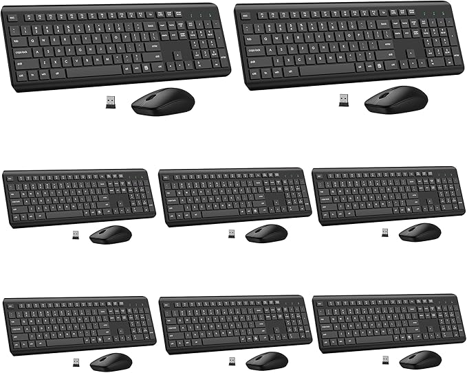 Wireless Keyboard and Mouse Combo, Full Size Silent Ergonomic Keyboard and Mouse, Long Battery Life, Optical Mouse, 2.4G Lag-Free Cordless Mice Keyboard for Computer, Mac, Laptop, PC, Window(8 Pack)
