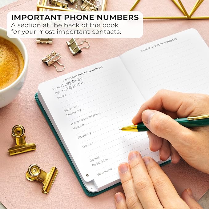 Clever Fox Address Book with alphabetic tabs - PU Leather Telephone and Address Book for Keeping Contacts Safe, Contact Organizer Journal, Small Size (4.0″ x 5.5″), Hardcover, Turquoise