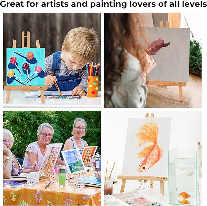 VISWIN 51 Pcs Acrylic Paint Set with Tabletop Easel, Painting Kit with 12 Acrylic Paints, Canvases, Brushes, Palette, Paper Pad, Art Supplies, Ideal Gift for Adults, Kids, Artists, Students