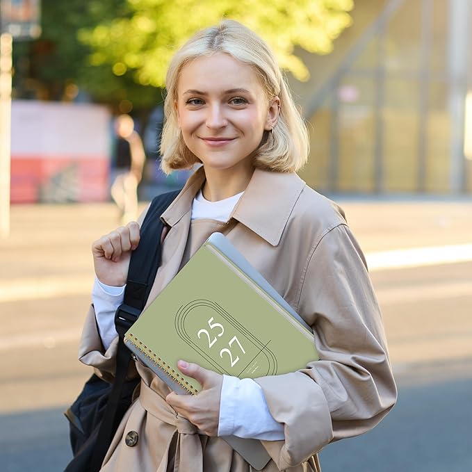 Monthly Planner 2025-2027 - 2 Year Monthly Planner Calendar 2025-2027, July 2025 - June 2027, 7.3" * 9.5", 24 Months Calendar Planner with Waterproof Cover＆Spiral Bound, for Office, School Home Planning - Green