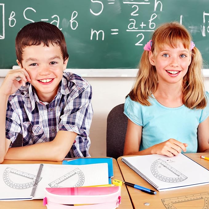 Zonon 6 Pieces Plastic Protractors Bulk Classroom Clear Math Protractors 180 Degrees 6 Inch for Geometry Student, Angle Measurement, Students Back to School Supplies Office Supplies