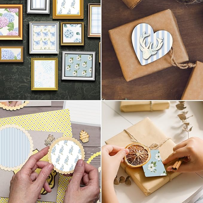 48 Sheets Scrapbook Paper 11x11, Hydrangea Pattern Decorative Scrapbook Paper for Journals DIY Cards and Photo Albums, Aesthetic Craft Supplies for Kids and Adults