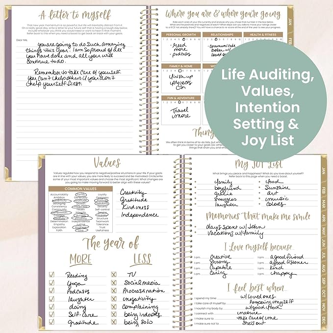 bloom daily planners HARDCOVER 2026 Planner (January to December) - 8.5” x 11” Weekly & Monthly Dated Agenda Organizer Book with Stickers & Tabs - Purple Linen